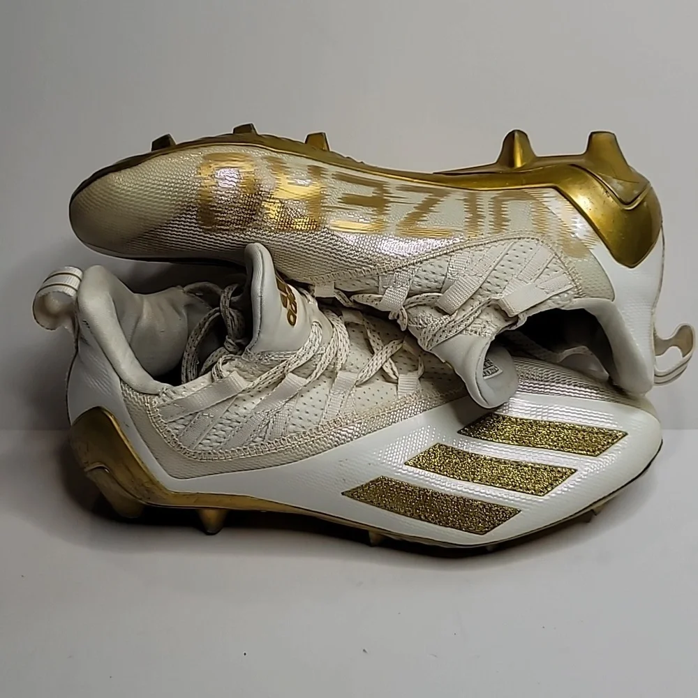 Adidas Adizero Football Cleats 9 mens FX4237 white gold metallic